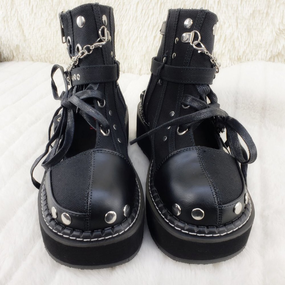 Emily Cut Out Platform Sandal Boots Goth Punk Ankle Boots - Picture 12 of 15